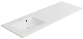 Lavabo integrale a incasso a sinistra rettangolare Neo L 136 x H 11.2 x P 48.5 cm in composito minerale di resina gelificata bianco