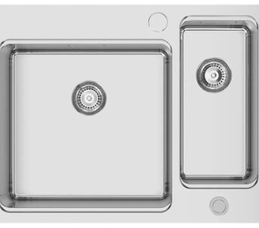 Lavello semincasso 2 vasche RODI Una Reverse 65 inox L 50.5 x L 65 x P 20 cm argento