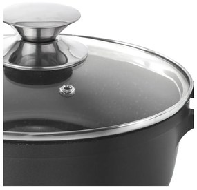 Pentola antiaderente Pfluon Granit con coperchio in vetro , ⌀ 24 cm Grande - Orion