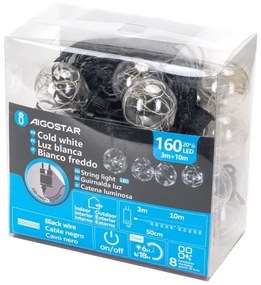 Aigostar - Catena luminosa LED decorativa da esterno 160xLED/3,6W/230V 10m IP44 bianco freddo