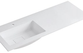 Lavabo integrale rettangolare vasca a sinistra L 120.5 x H 15 x P 46 cm in resina bianco