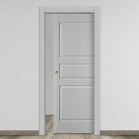 Porta interna scorrevole New York in MDF colore grigio, L 80 x H 210 cm, apertura reversibile