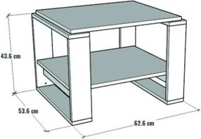 Tavolino Basso Da Salotto Stile Moderno 63x54x45 Axel Rovere E Bianco