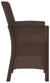 Sedia da giardino a 2 posti con cuscini pp rattan marrone