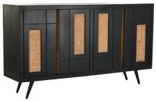 Credenza DKD Home Decor Nero Rattan Legno di mango (160 x 40 x 90 cm)