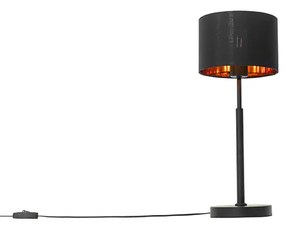 Lampada da tavolo moderna con paralume in tessuto nero e oro - VT 1