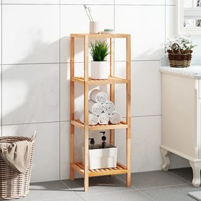 Scaffale Da Bagno 36x36x112 Cm İn Legno Massello Di Noce /
