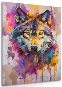 Stampa su tela – Lupo con imitazione di pittura