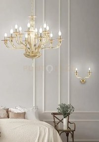 Lampadario villa vetro e metallo 12 luci oro e ambra attacco e14 d....