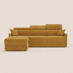 Miryam divano letto angolare compatto - poggiatesta reclinabili e penisola contenitore in tessuto smacchiabile T31