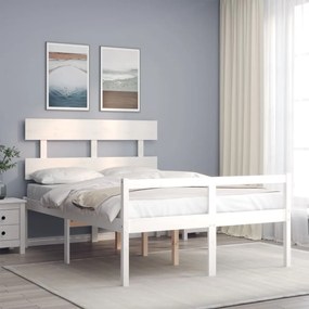 Letto per Anziani con Testiera Bianco Double in Legno Massello