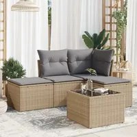 Set Divano da Giardino 5 pz con Cuscini Beige in Polyrattan 3249328