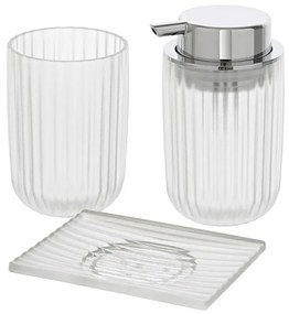 Dispenser Sapone Bianco Trasparente In Plastica AS e Acciaio Cromato