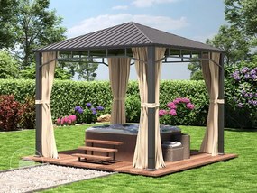 TOOLPORT Gazebo da giardino Hardtop Sunset Superior, crema, 3x3 m - (301348)