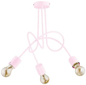 Lampadario a plafone per bambini TANGO 3xE27/60W/230V rosa