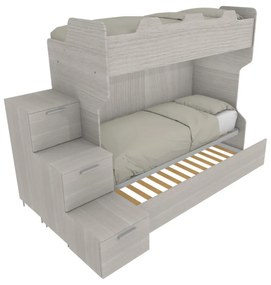 SMARTG - Letto a castello con scaletta contenitore e secondo letto estraibile (o cassettoni in alternativa))
