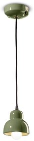 Lampadario Vintage Decò Berimbau Ceramica Verde Salvia 1 Luce E14
