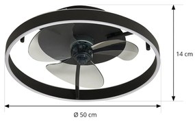 Lindby Ventilatore da soffitto Momitu, nero, silenzioso, Ø 14 cm