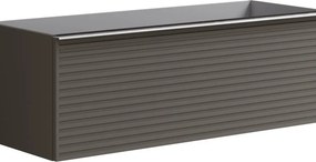 Mobile da bagno sospeso sotto lavabo Pixel stripes 2 cassetti L 120 x H 40 x P 45.5 cm grigio carbone e maniglia alluminio brillante