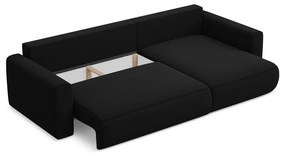 Divano angolare nero allungabile/con contenitore (con penisola a destra/con chaise lounge) con rivestimento in velluto Kapua – Makamii