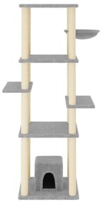 Albero per gatti con tiragraffi in sisal grigio chiaro 154 cm