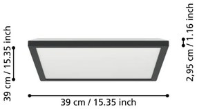 Eglo 901443 -Plafoniera LED da esterno ROVITO 17,6W/230V 39x39 cm IP44 nero
