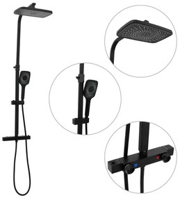 Set Soffione Doccia Duale Con Miscelatore E Tubo Ottone Nero /