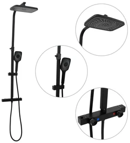 Set Soffione Doccia Duale Con Miscelatore E Tubo Ottone Nero /