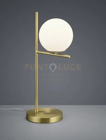 Pure lampada da tavolo metallo colore ottone opaco con sfera bianca...