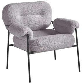 Poltrona in tessuto bouclč Grigio Scuro con struttura in metallo Nero KENT