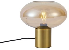 Lampada da tavolo di design in ottone con vetro ambrato - Umbrella