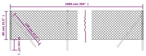 Recinzione a Rete Antracite 0,8x10 m