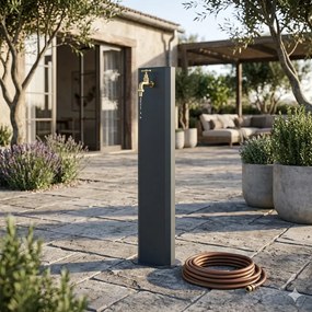 Fontana da Giardino Design a Colonna Ovale Rubinetto in Ottone Senza Base Antracite...