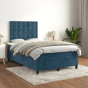 Giroletto A Molle Con Materasso Blu Scuro 120x200 Cm İn Velluto /