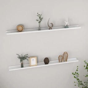 Mensole Da Parete 2 Pz Bianco Lucido 115x9x3 Cm /