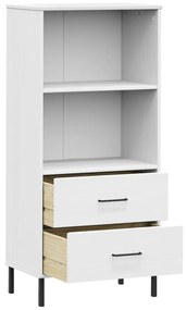 Libreria 2 Cassetti Bianco 60x35x128,5 cm Legno Massello OSLO