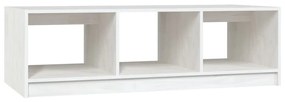 Tavolino da Salotto Bianco 110x50x34 cm Legno Massello di Pino