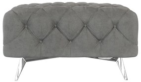 Poggiapiedi grigio con rivestimento in velluto Chelsea – Ropez