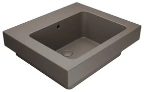 Lavabo a incasso e d'appoggio rettangolare vasca centrale Alaqua L 60 x H 25 x P 21 cm in ceramica marrone opaco