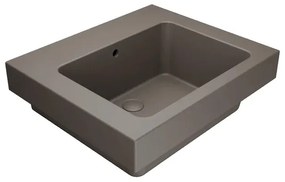 Lavabo da incasso con bordo a vista rettangolare vasca centrale Alaqua L 60 x H 25 x P 21 cm in ceramica siena matt