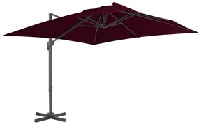 Ombrellone A Sbalzo Con Palo İn Alluminio 300x300 Cm Bordeaux /