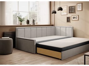 Divano grigio allungabile/con contenitore e rivestimento in ciniglia 214 cm Fulgeo – ELTAP