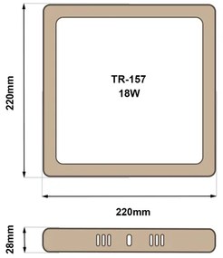 Plafoniera LED BLOCK LED/18W/230V 4200K 22x22 cm marrone