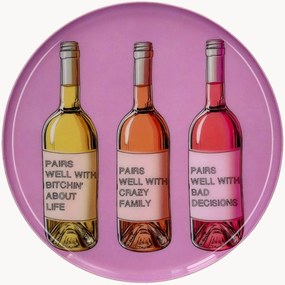 Vassoio decorativo fatto a mano Love Trays, motivo: bottiglie di vino
