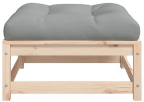 Poggiapiedi da giardino con cuscino in legno massello di pino