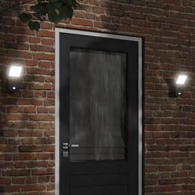 Applique Con Led E Sensore 2 Pz Nere İn Alluminio Pressofuso /