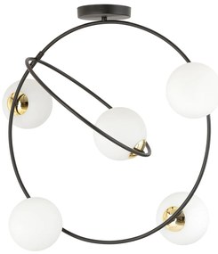 Lampadario Minimal Inanna Acciaio Nero Oro 5 Luci E14 Ip20