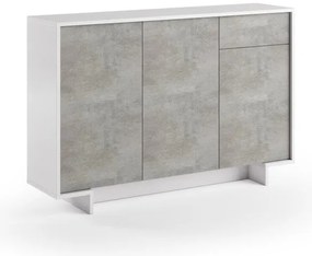 Mobile Madia Slim L 134 x H 87 x P 35 cm bianco e grigio cemento