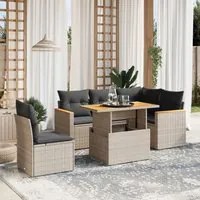 Set Divano da Giardino 6 pz con Cuscini Grigio in Polyrattan 3273083