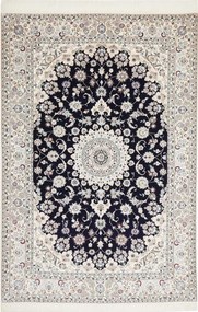 Nain Tappeto 150 x 230 Blu (Iran) Annodato A Mano